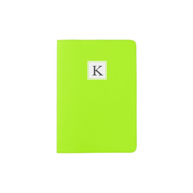  neon green fashion monogram passport holder (Front)