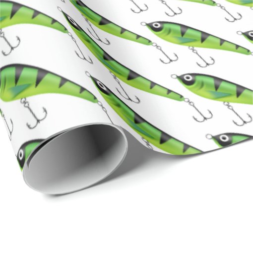 neon green fishing lures wrapping paper Zazzle