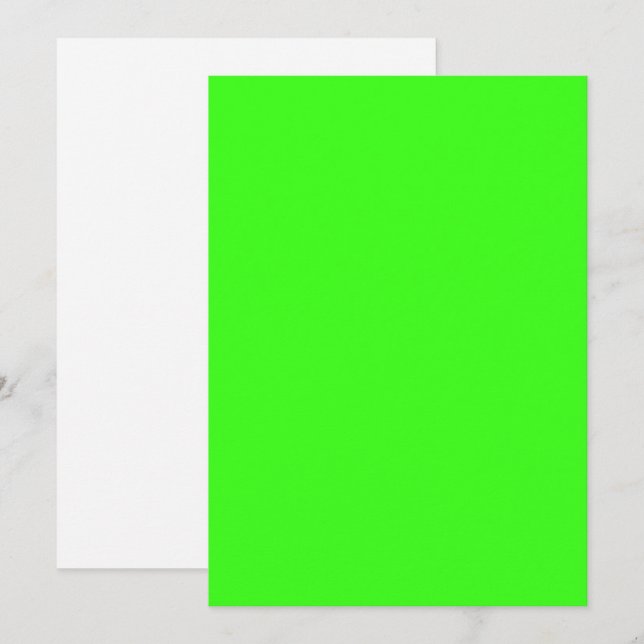 Neon Green Flat Save The Date Card – Customizable (Front/Back)