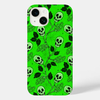 Neon Green Floral Gothic Skull  Case-Mate iPhone 14 Case