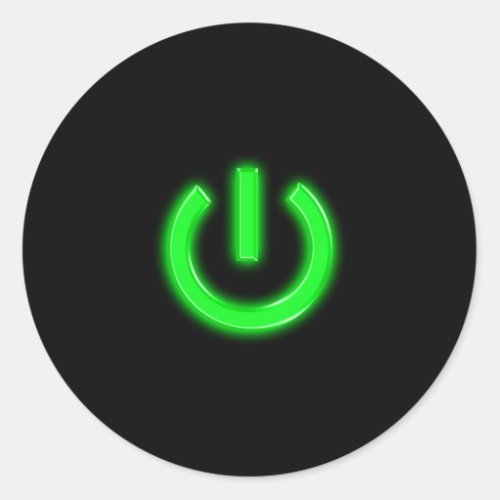 Neon Green Flourescent Power Button Classic Round Sticker