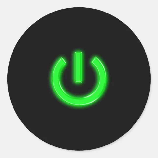 Neon Green Flourescent Power Button Classic Round Sticker Zazzle