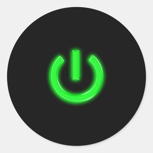 Neon Green Flourescent Power Button Classic Round Sticker (Front)