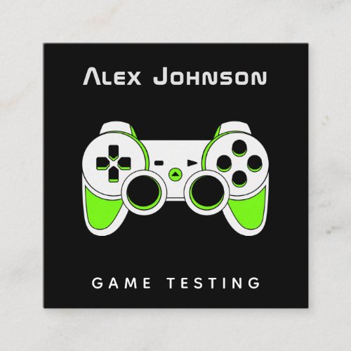 Neon Green Game Testing Tester Developer Joypad Square Business Card