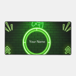 Neon Green Gaming Desk Mat Custom Name Gamer