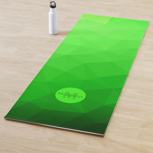 Neon green geometric mesh pattern Monogram Yoga Mat (In Situ)