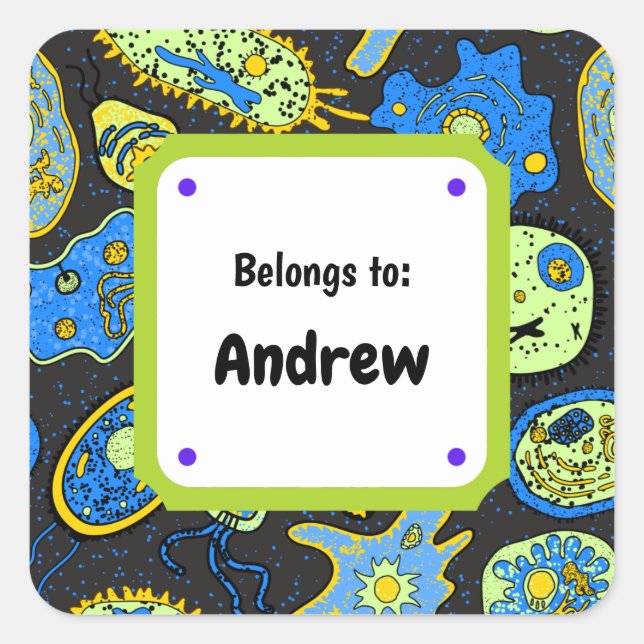 Neon Green Germs Kids Name Tag Personalized (Front)