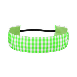 Neon Green Gingham Pattern by Shirley Taylor Athletic Headband