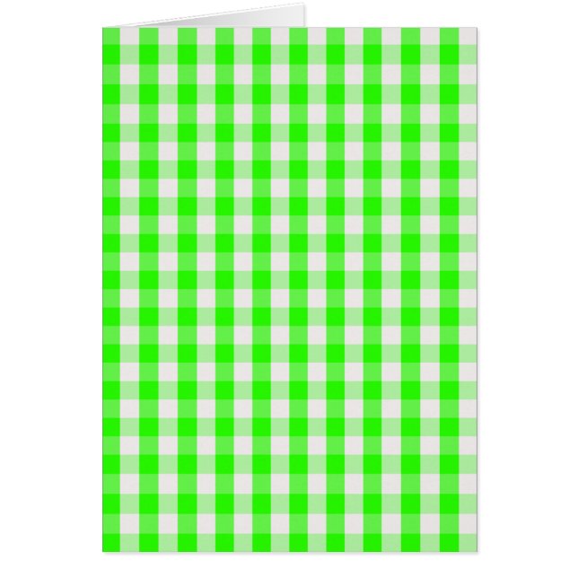 Neon Green Gingham Pattern by Shirley Taylor Cards (Front)