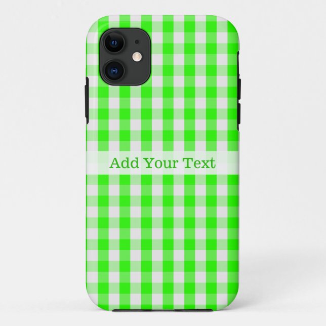 Neon Green Gingham Pattern by Shirley Taylor Case-Mate iPhone Case (Back)