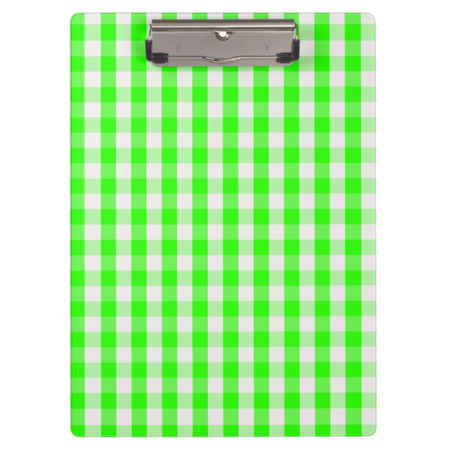 Neon Green Gingham Pattern by Shirley Taylor Clipboard (Front)