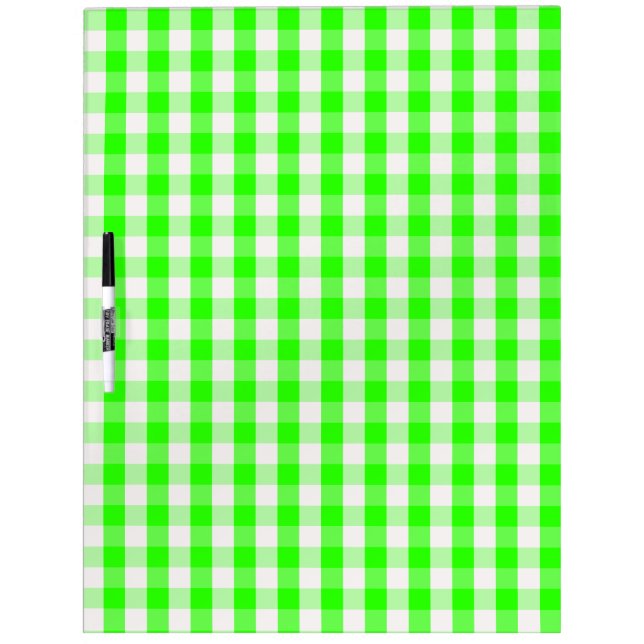 Neon Green Gingham Pattern by Shirley Taylor Dry Erase Board (Front)