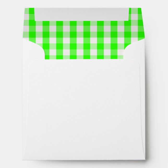 Neon Green Gingham Pattern by Shirley Taylor Envelope (Back (Bottom))