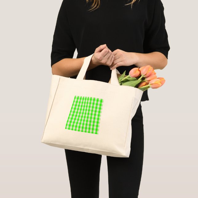 Neon Green Gingham Pattern by Shirley Taylor Mini  Tote Bag (Front (Product))