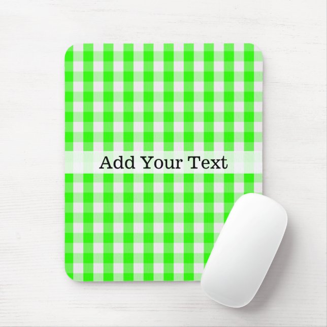 Neon Green Gingham Pattern by Shirley Taylor Mouse Pad (With Mouse)