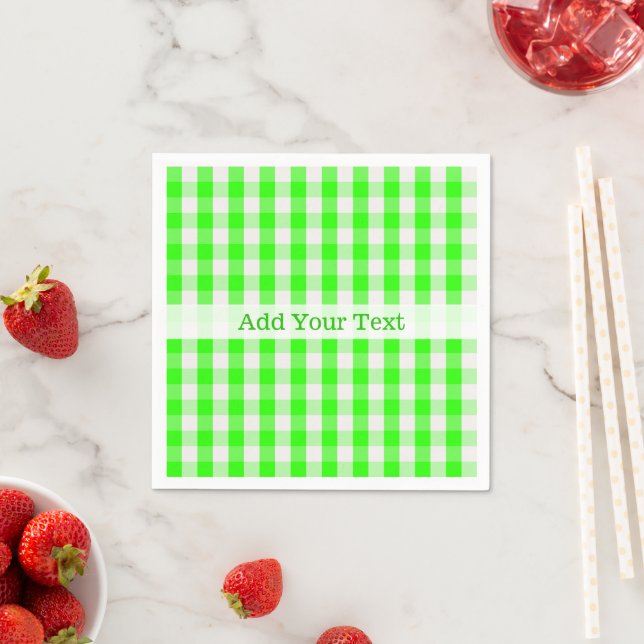 Neon Green Gingham Pattern by Shirley Taylor Paper Napkins (Insitu)