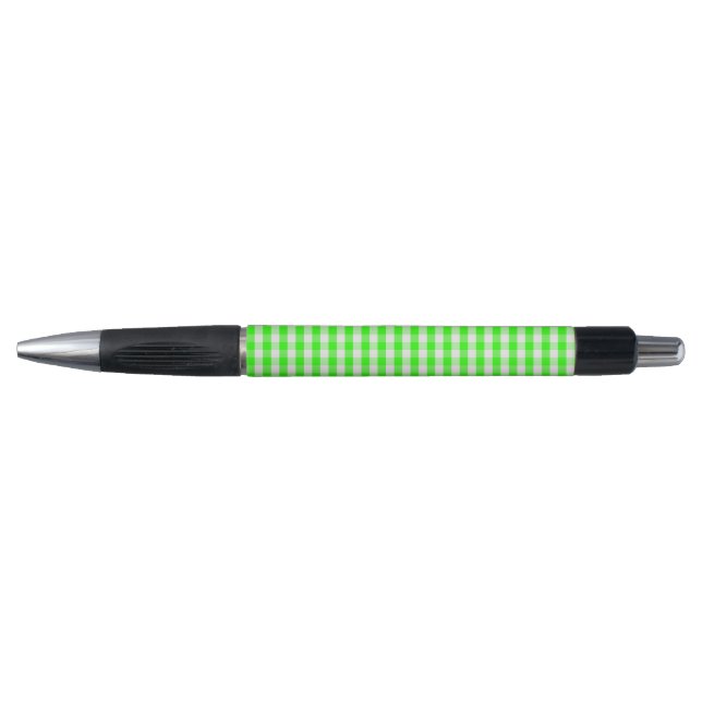 Neon Green Gingham Pattern by Shirley Taylor Pen (Front)