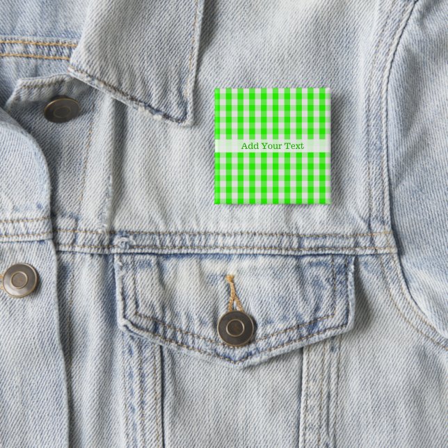 Neon Green Gingham Pattern by Shirley Taylor Pinback Button (In Situ)