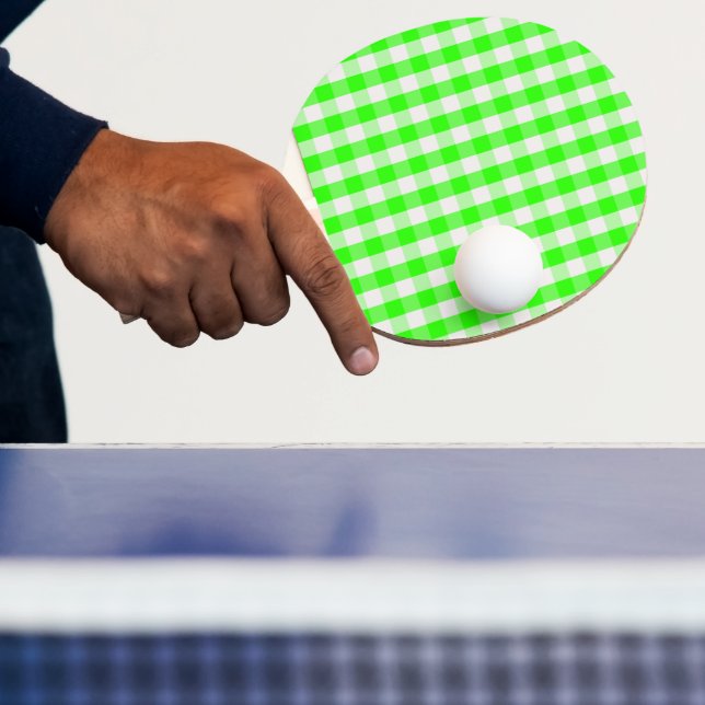 Neon Green Gingham Pattern by Shirley Taylor Ping-Pong Paddle (Insitu)