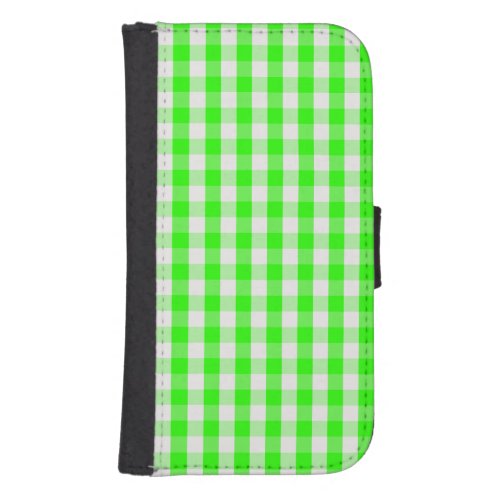 Neon Green Gingham Pattern by Shirley Taylor Galaxy S4 Wallet Case