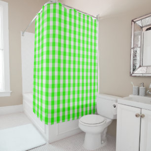 Neon Green Gingham Pattern by Shirley Taylor Shower Curtain