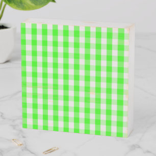Neon Green Gingham Pattern by Shirley Taylor Wooden Box Sign