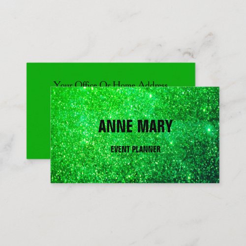 Neon Green Glitter Colorful Wedding Event Planner Business Card