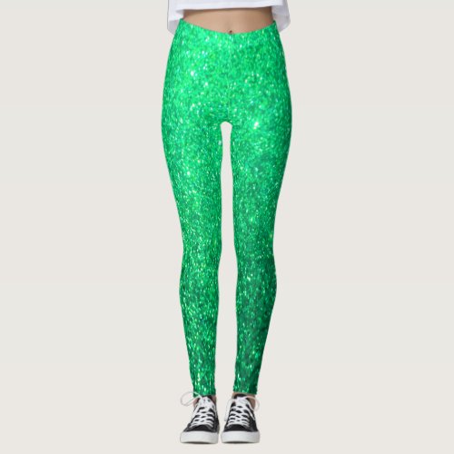 Neon Green Glitter Sparkly Colorful Bright Girly Leggings