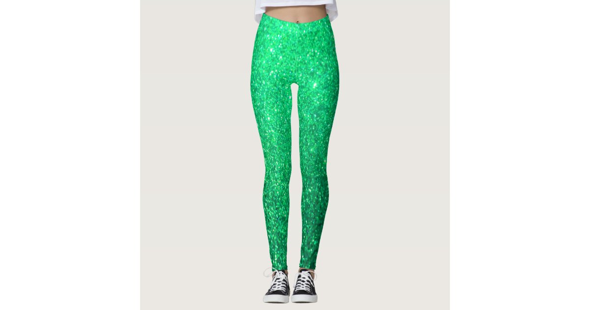 Neon Green Glitter Sparkly Colorful Bright Girly Leggings