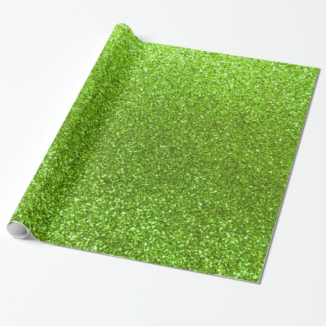 Neon green glitter wrapping paper (Unrolled)
