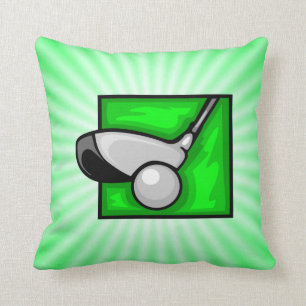 Neon Green Golf Throw Pillow