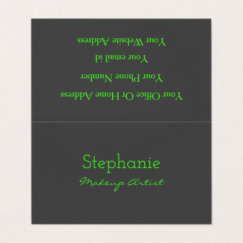 Neon Green Grey Custom Color Makeup Artist Salon Business Card