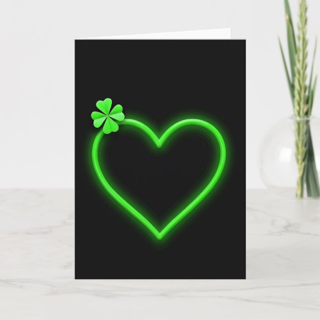 Neon Green Heart Luck Card (Front)