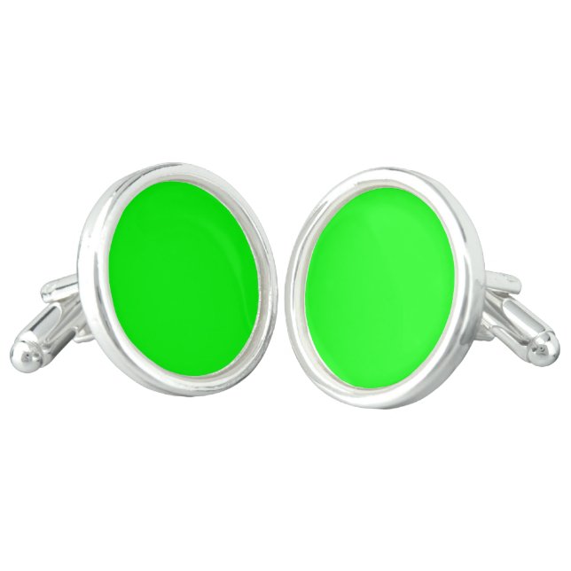 Neon green hex code 00FF00 Cufflinks (Angled)
