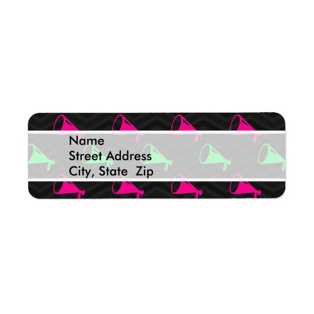 Neon Green, Hot Pink, Cheerleader, Black Chevron Label (Front)