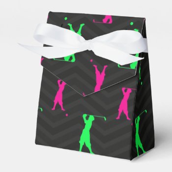 Neon Green  Hot Pink  Vintage Golfer Black Chevron Favor Boxes by Birthday_Party_House at Zazzle