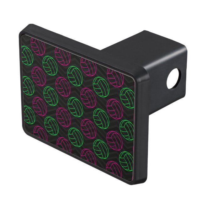 Neon Green, Hot Pink, Volleyball, Black Chevron Hitch Cover (Top Right)