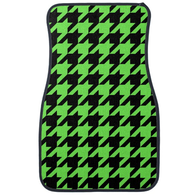 Neon Green Houndstooth Pattern Car Mat (Front)