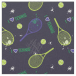 Neon green I love tennis, custom tile size Fabric