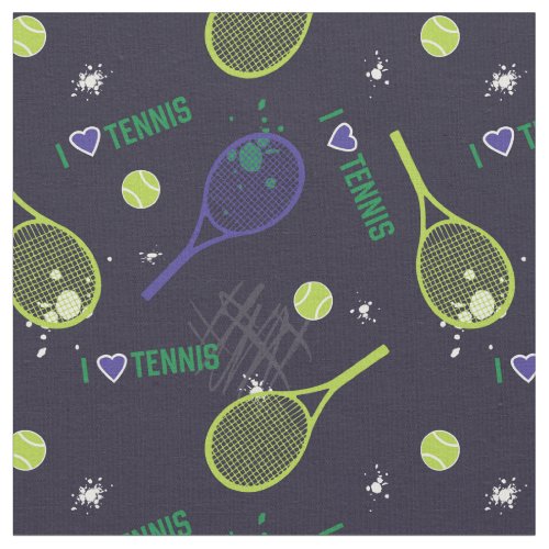 Neon green I love tennis custom tile size Fabric