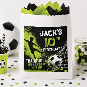 Neon Green Kick Off the Fun Soccer Birthday Party Favor Bag