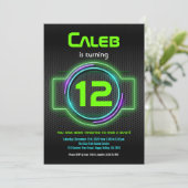 Neon Green Laser Tag Birthday Party Boy  Invitation (Standing Front)