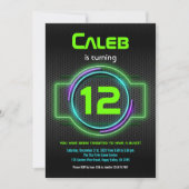 Neon Green Laser Tag Birthday Party Boy  Invitation (Front)