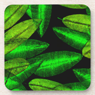 Neon Green Leaves Art. Buy Now Beverage Coaster