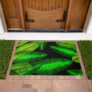 Neon Green Leaves Art. Buy Now Doormat