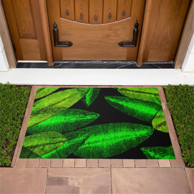 Neon Green Leaves Art. Buy Now Doormat (Outdoor)