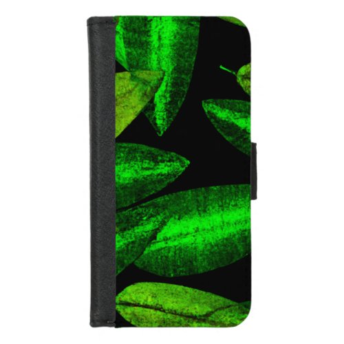 Neon Green Leaves Art Buy Now iPhone 87 Wallet Case