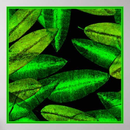 Neon Green Leaves Art Buy Now Poster