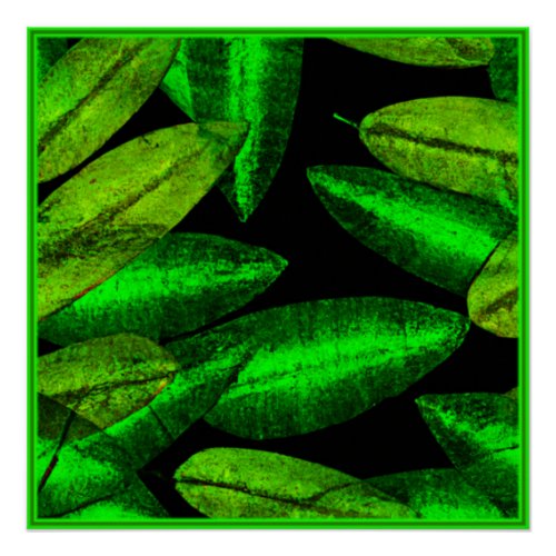 Neon Green Leaves Art Buy Now Poster