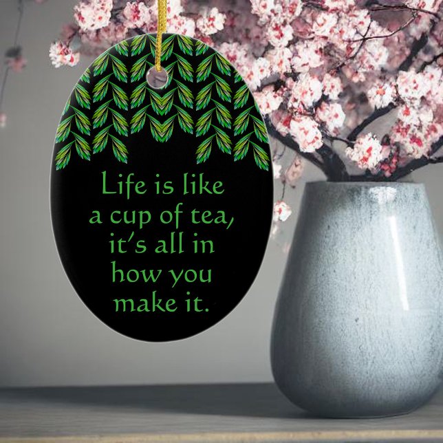 Neon green leaves - fractal art, irish saying,  ceramic ornament (Creator Uploaded)